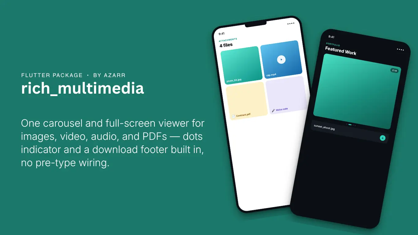 rich_multimedia: one carousel for images, video, audio, and PDFs in Flutter